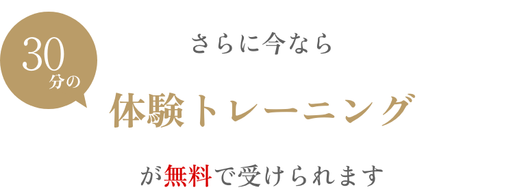 さらに今なら30分の体験トレーニングが無料で受けられます